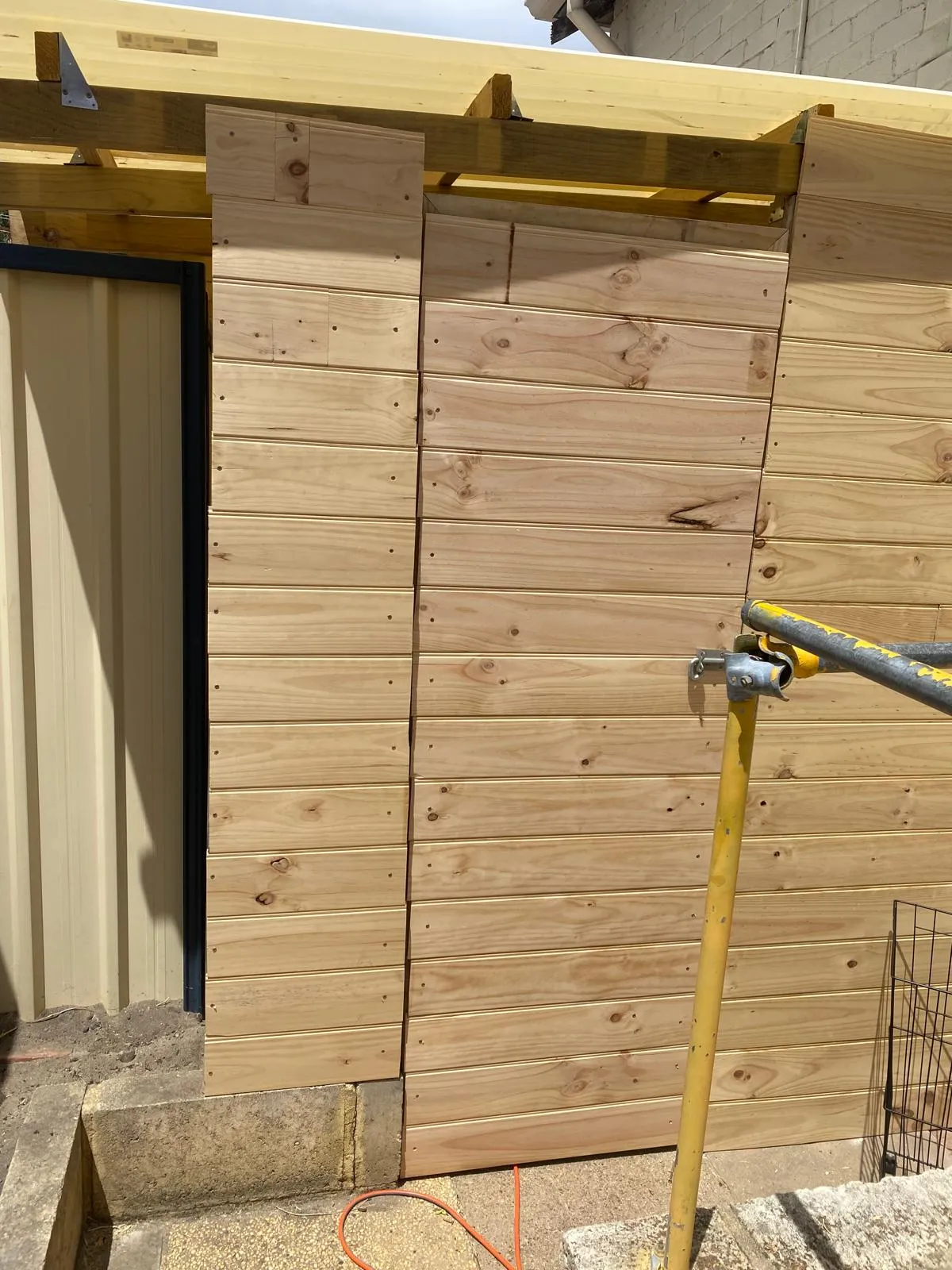 Completed timber garden shed door